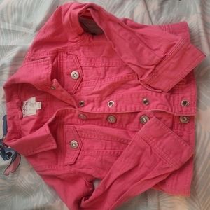 Girls Pink Denik Jacket